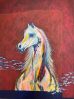 Horse With Red Background