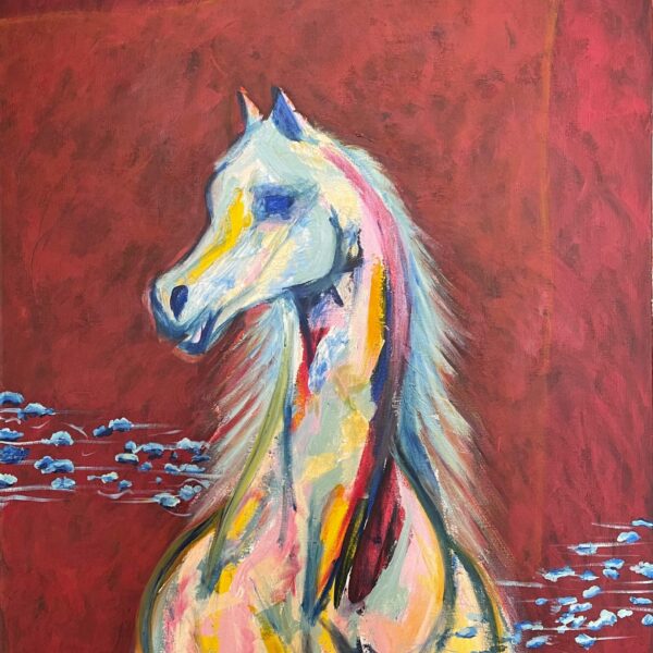 Horse With Red Background